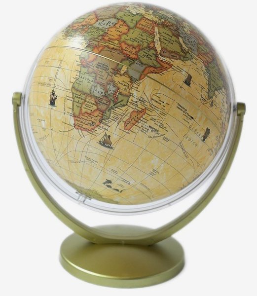 Globo Terraqueo 20cm Ø Base De Plastico Antiguo Multigiro 207awd